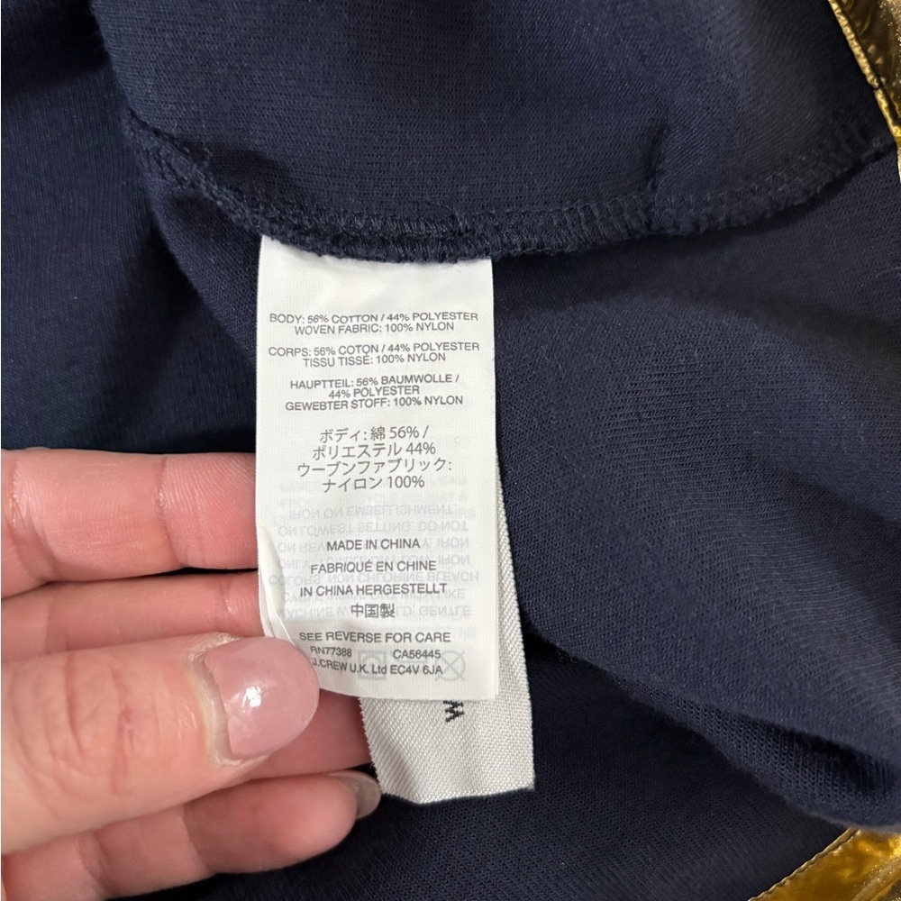 J.Crew Gold Foil Hoodie Navy Metallic Pullover Sweatshirt Size Small - Picture 12 of 16